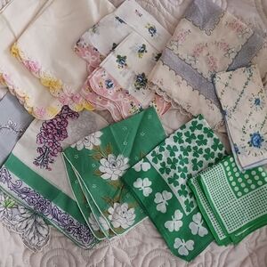 11 Pc Vintage Floral and Patterned Handkerchief Set